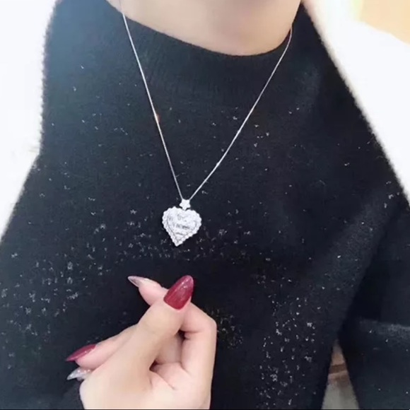 NEW 925 Sterling Silver Diamond Pendant Necklace - Picture 3 of 8